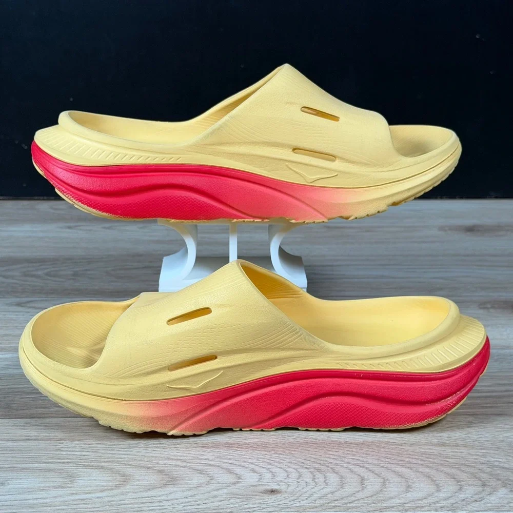 Hoka Ora Recovery Slide 3 Mens Size 7 Womens 9 Yellow Pink Comfort Sandals